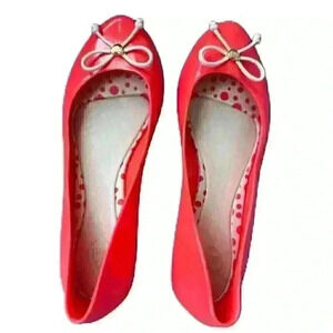 Mel by melissa shoes red ballerina flats with bow ties Sz 6